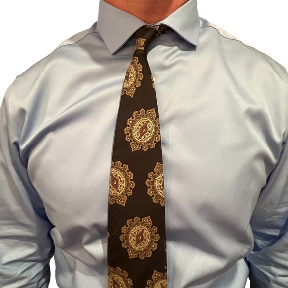 Vintage Christian Dior Men’s Black Medallion Printed Silk Tie - Picture 1 of 7